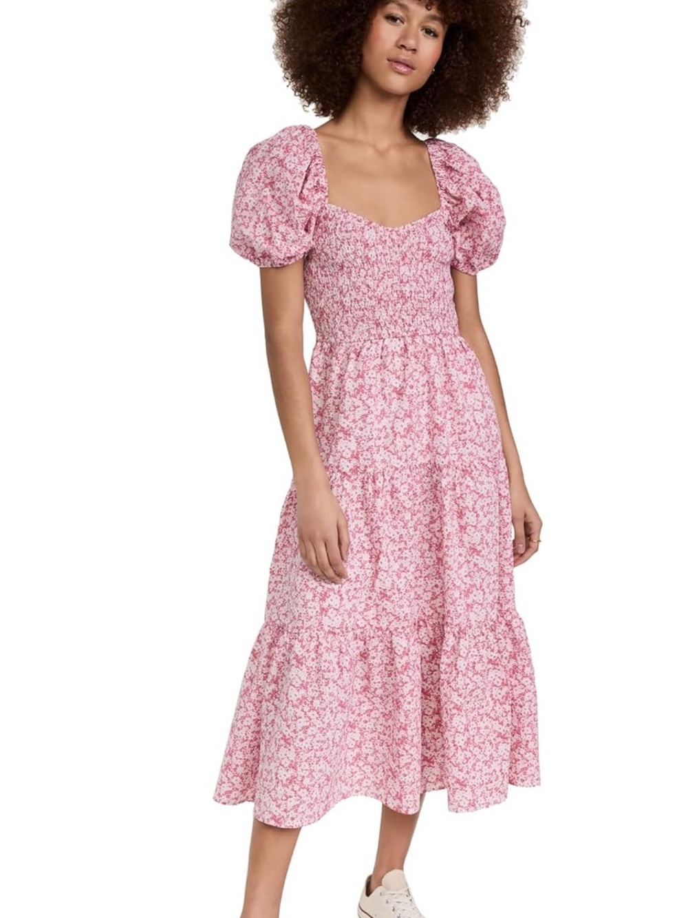 Moon River Pink Floral Midi Dress Size Small